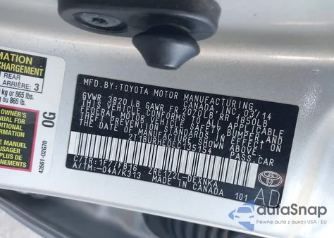 2014 Toyota Corolla L/Le/Le Pls/Prm/S/S Pls из США, поврежденный, VIN 2T1BURHE0EC135154